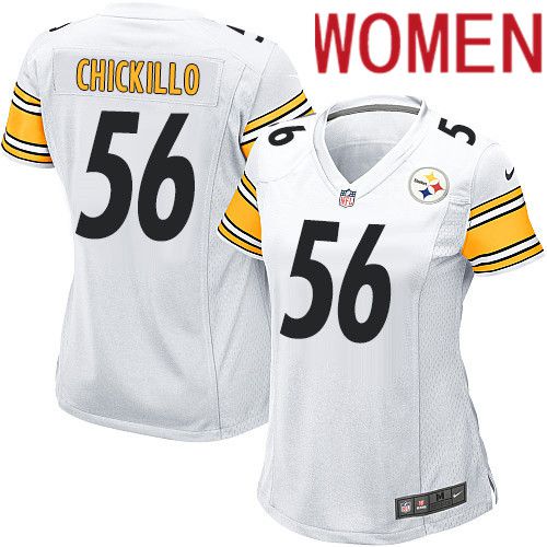 Women Pittsburgh Steelers 56 Anthony Chickillo Nike White Game NFL Jersey